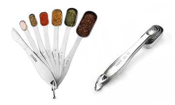 7-Piece:  Heavy Duty Stainless Steel Metal Measuring Spoons for Dry or Liquid with a Leveller